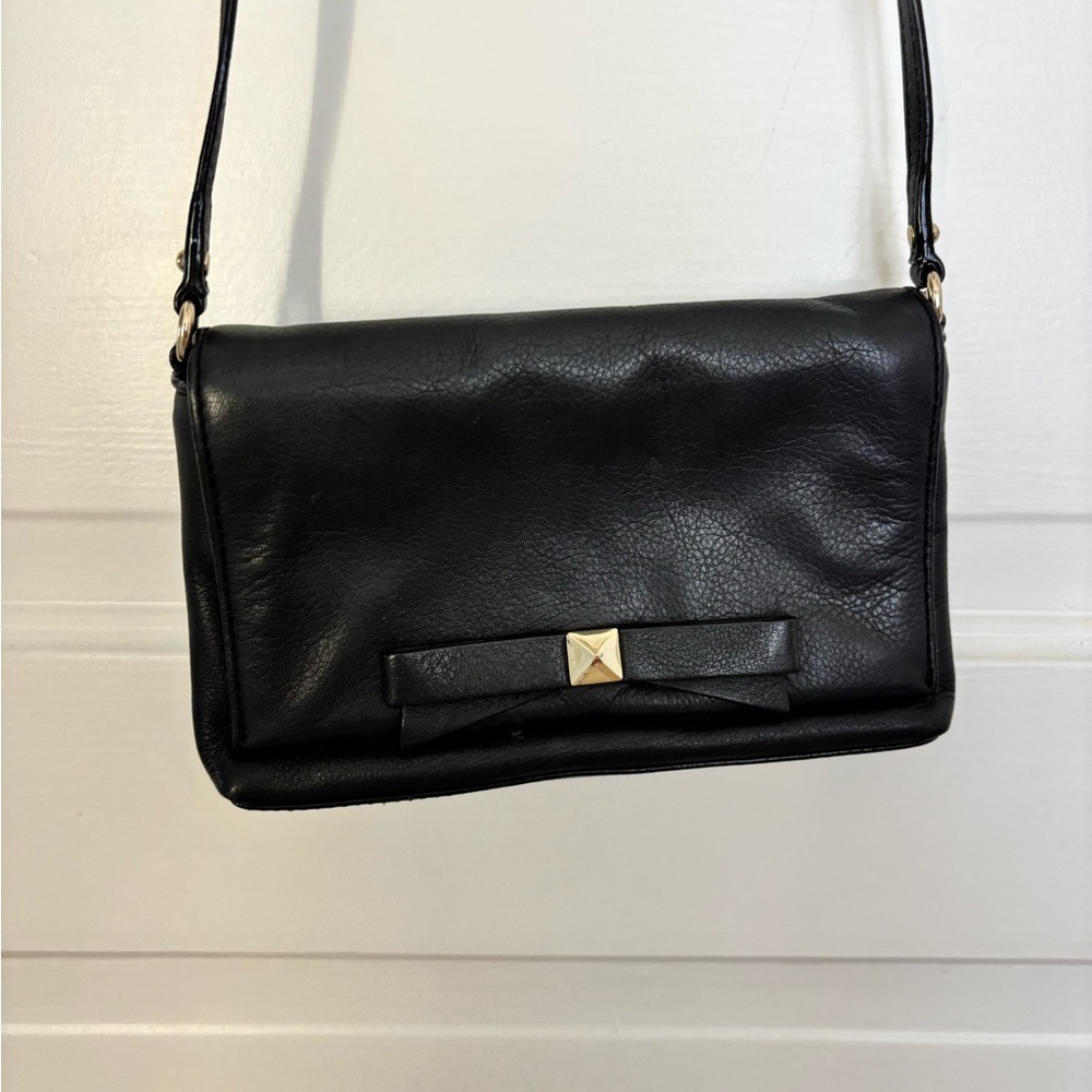 Kate Spade Black Crossbody Bag with Gold and Bow Accent